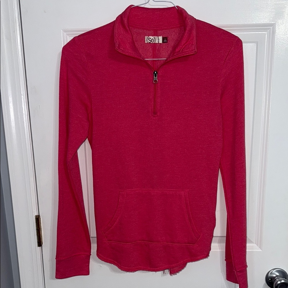 SO Women's Pink Quarter-Zip Sweater